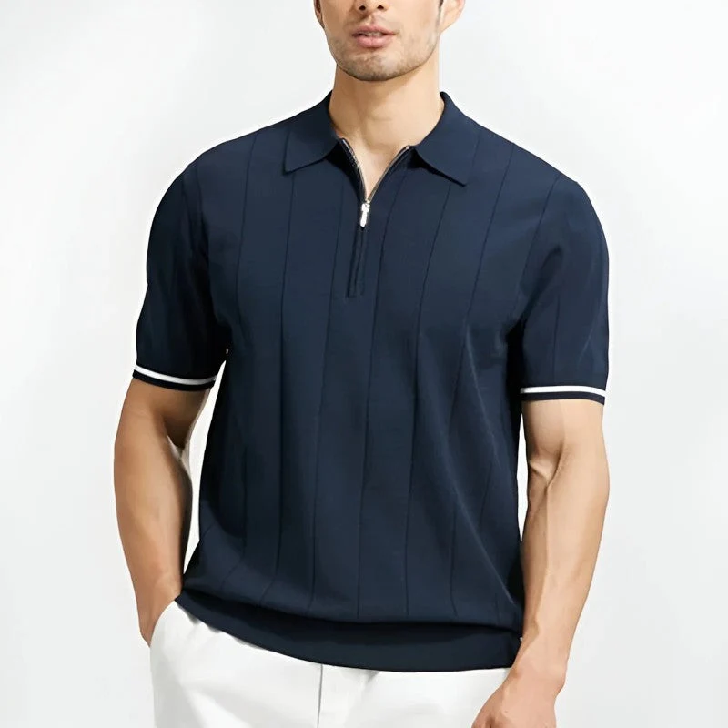 Polo homme à rayures et fermeture zippée