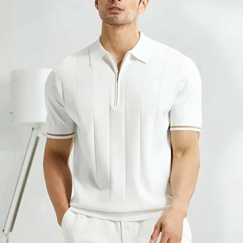 Polo homme à rayures et fermeture zippée