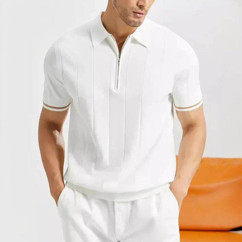 Polo homme à rayures et fermeture zippée