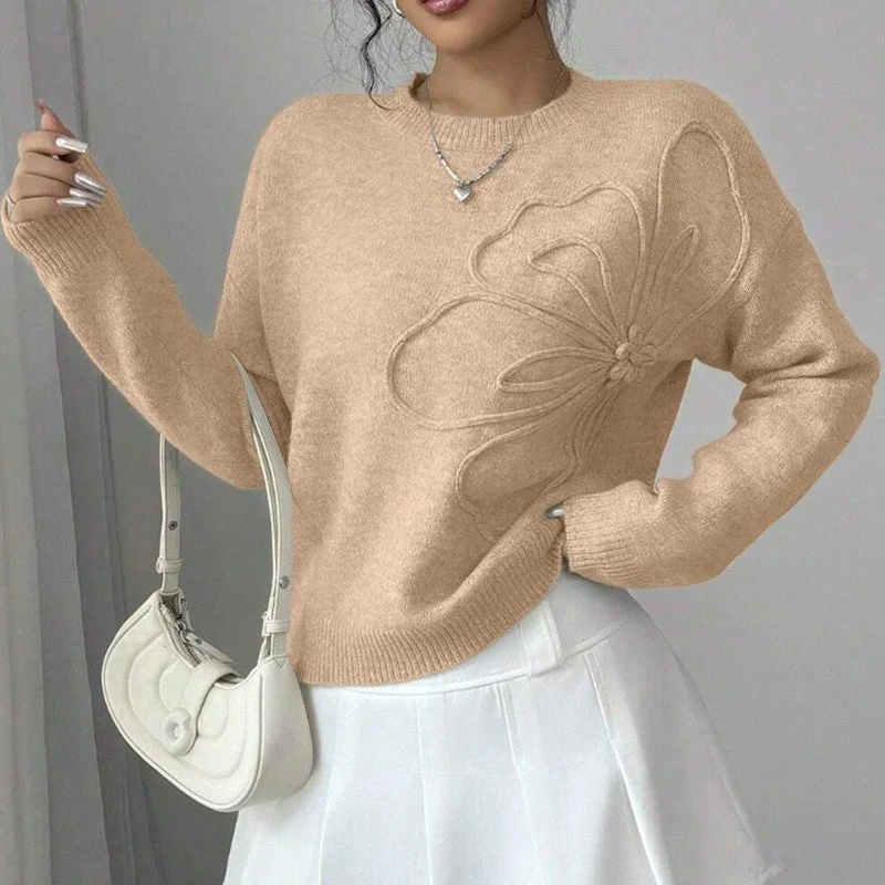 Pull femme àvec manches longues et finitions côtelées