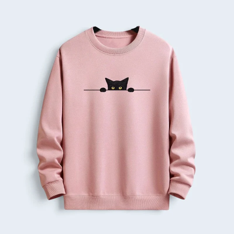 Sweat homme imprimé chat avec col rond