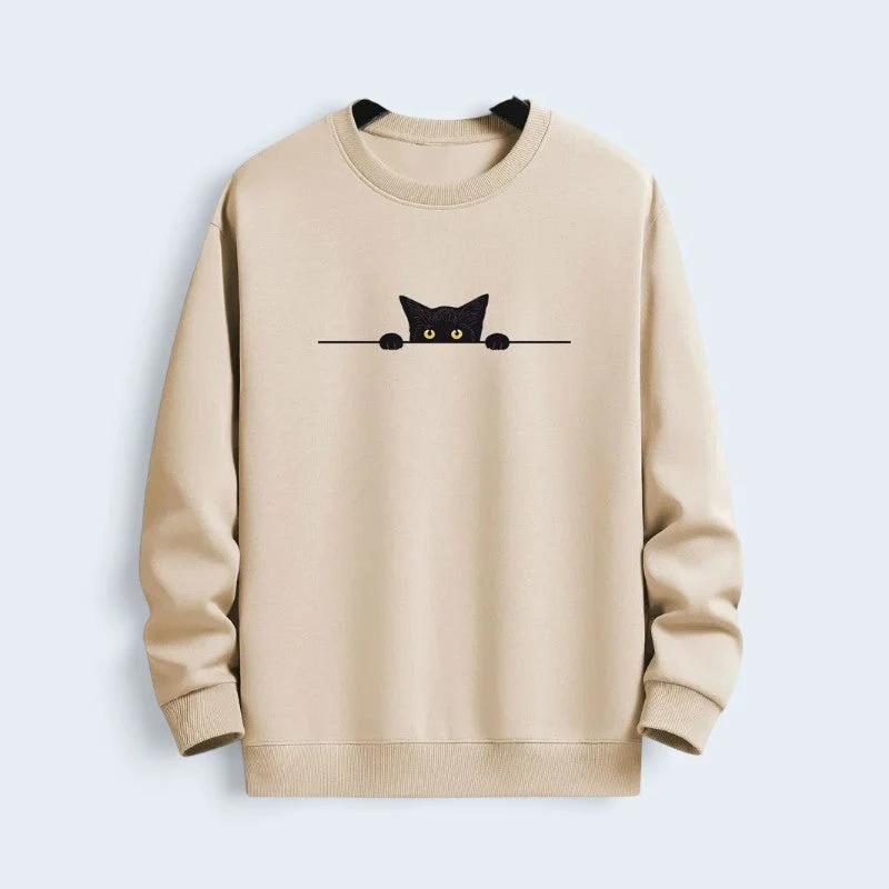 Sweat homme imprimé chat avec col rond