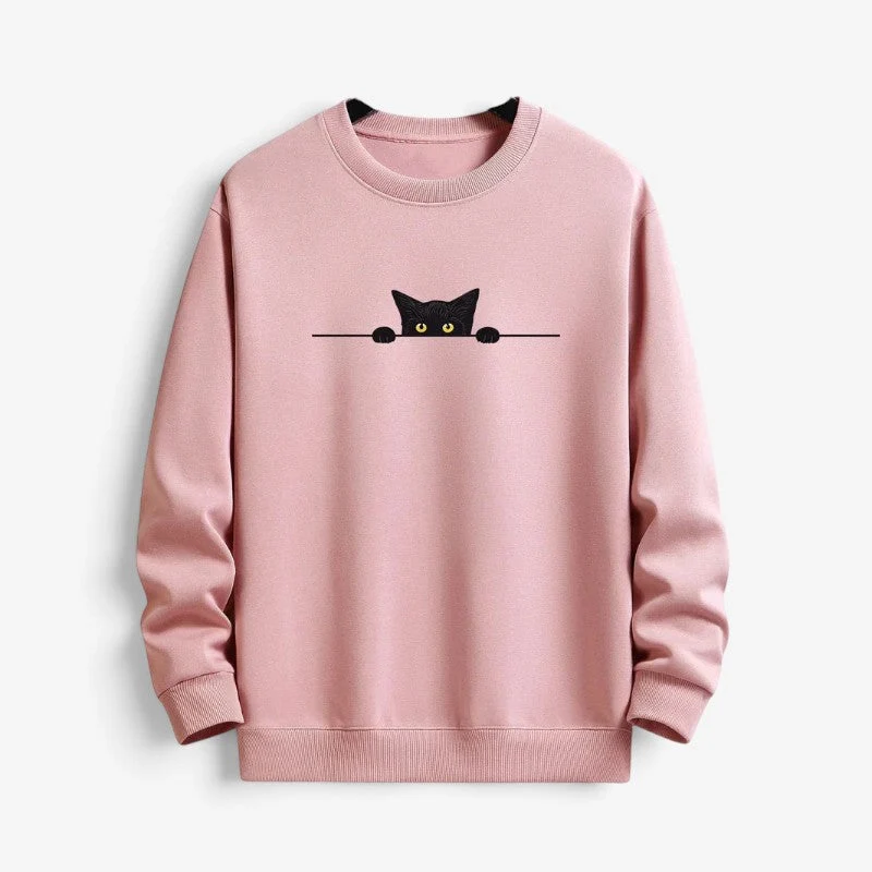 Sweat homme imprimé chat avec col rond