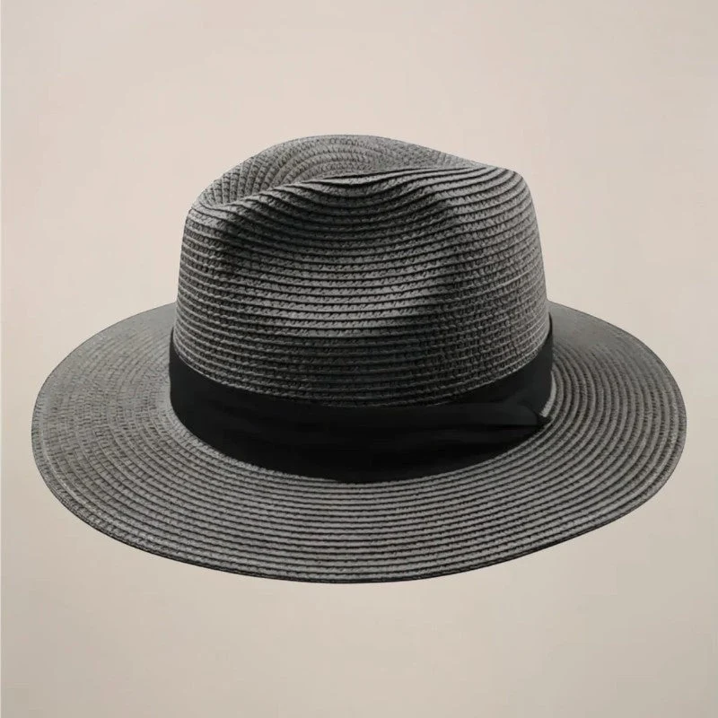 Chapeau tressé à large bord avec calotte arrondie