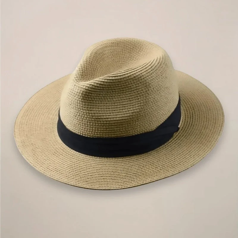 Chapeau tressé à large bord avec calotte arrondie