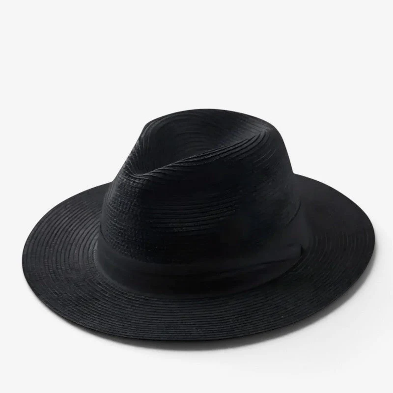 Chapeau tressé à large bord avec calotte arrondie