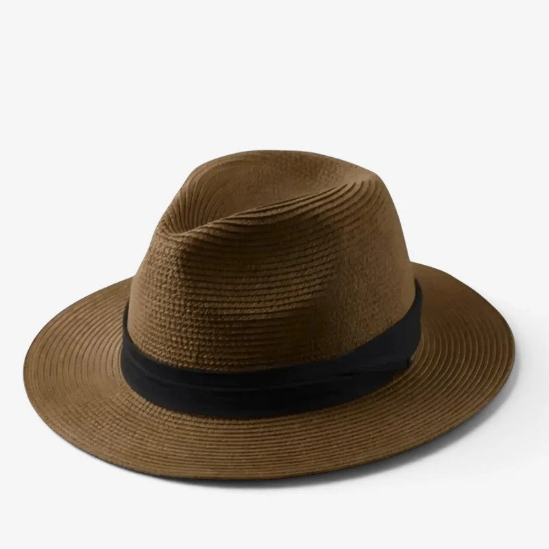 Chapeau tressé à large bord avec calotte arrondie