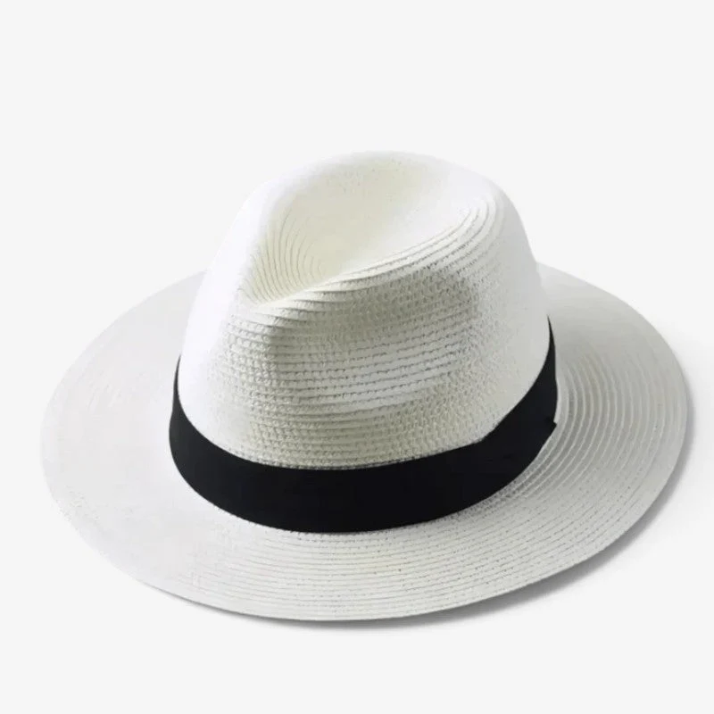 Chapeau tressé à large bord avec calotte arrondie