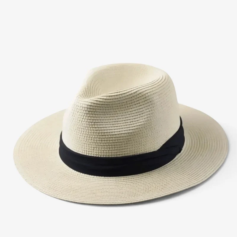 Chapeau tressé à large bord avec calotte arrondie