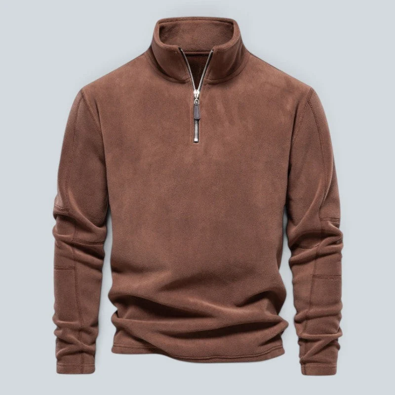 Pull homme à col montant et quart de zip