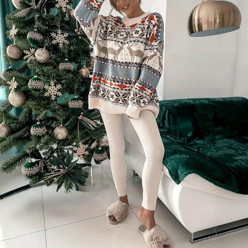 Pull femme à motif festif