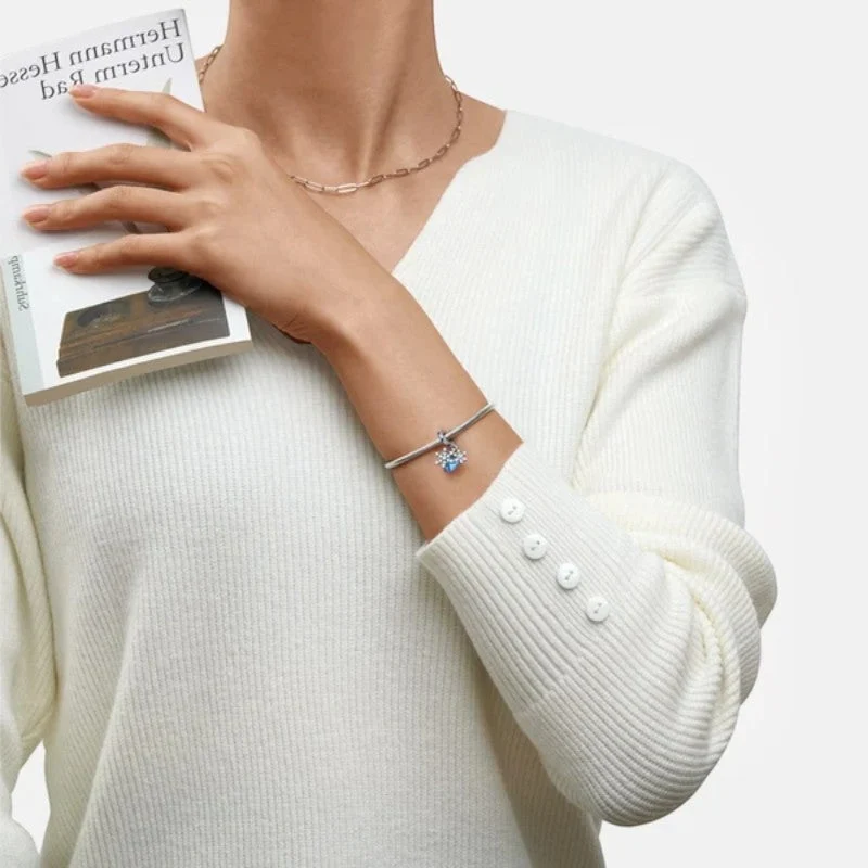 Breloque flocon de neige pour femme avec pendentif cœur