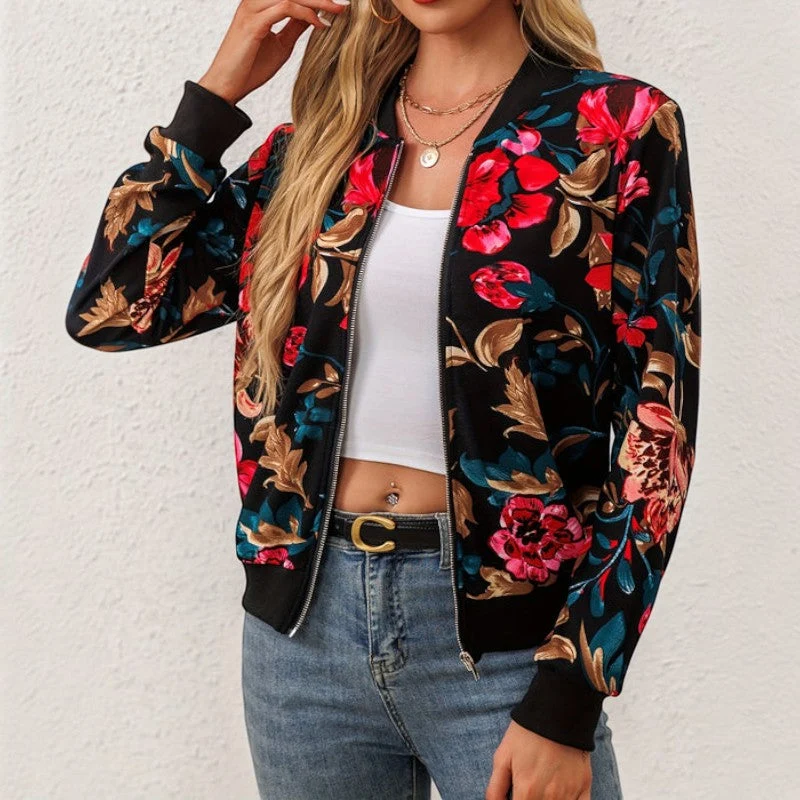 Veste bomber femme à motif floral