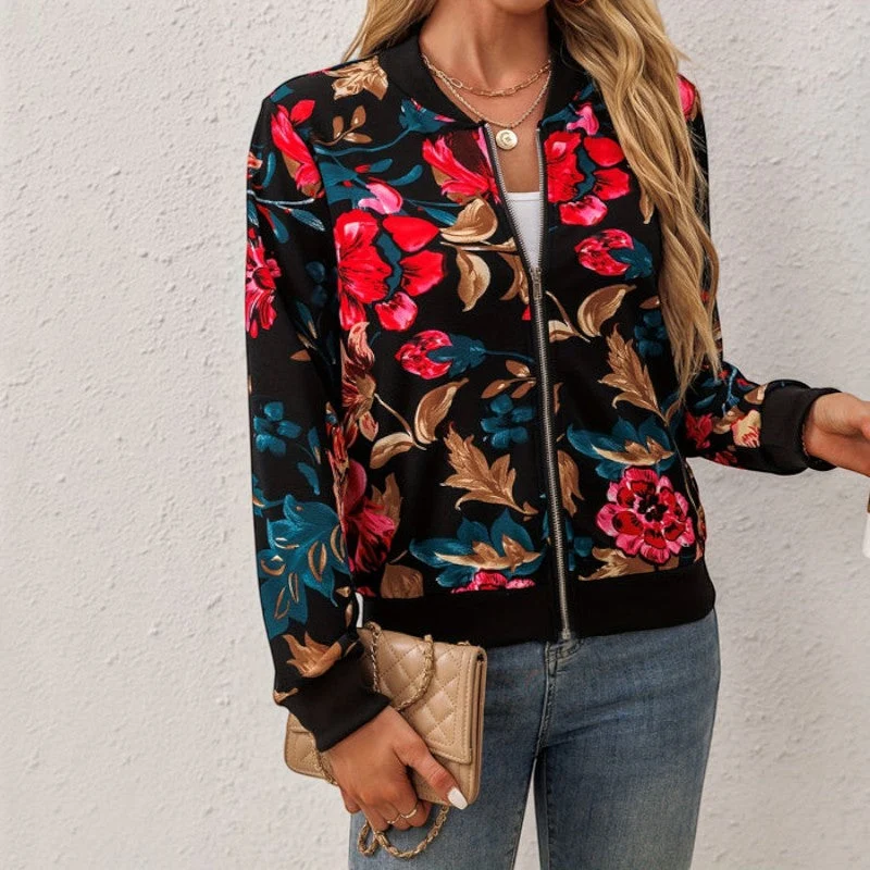 Veste bomber femme à motif floral