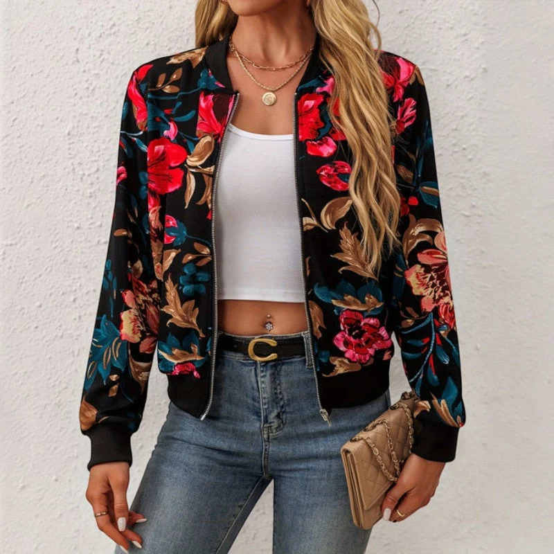 Veste bomber femme à motif floral