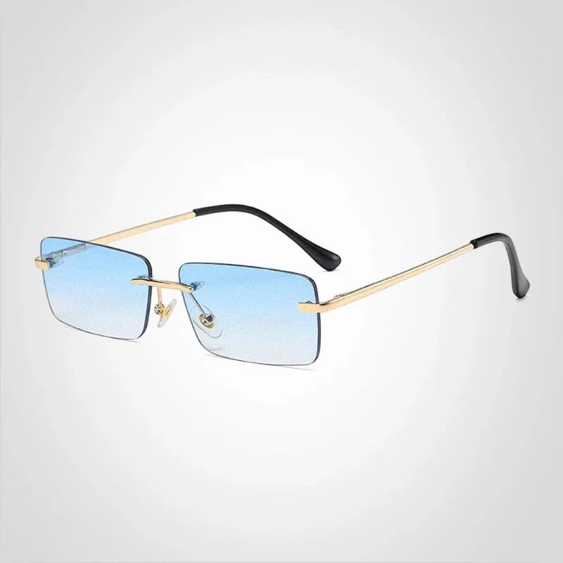 Lunettes de soleil sans monture de forme rectangulaire