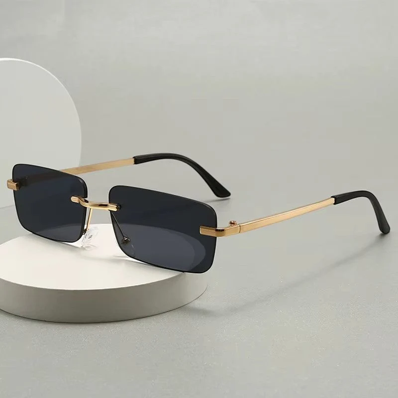 Lunettes de soleil sans monture de forme rectangulaire