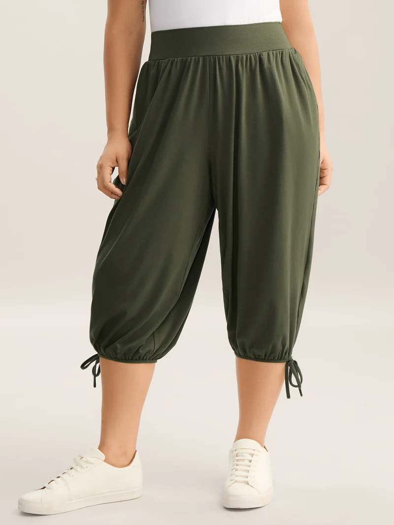 Keyhole Hem Ties Jogger Pants