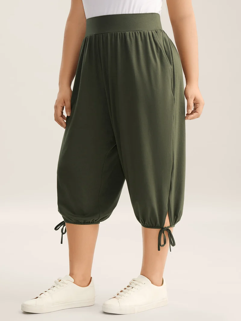 Keyhole Hem Ties Jogger Pants