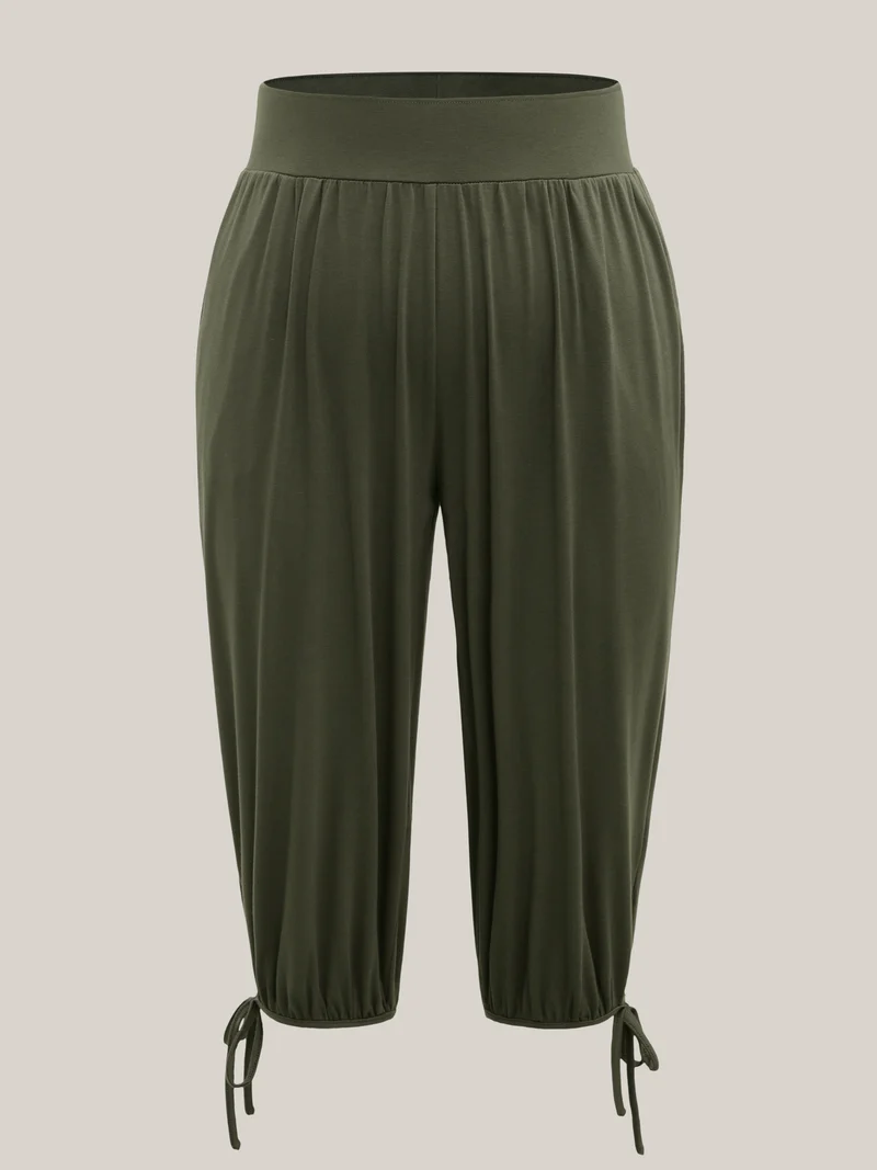 Keyhole Hem Ties Jogger Pants