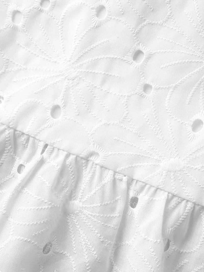 Cotton Lace Detail Tiered Hem Tiered Maxi Dress