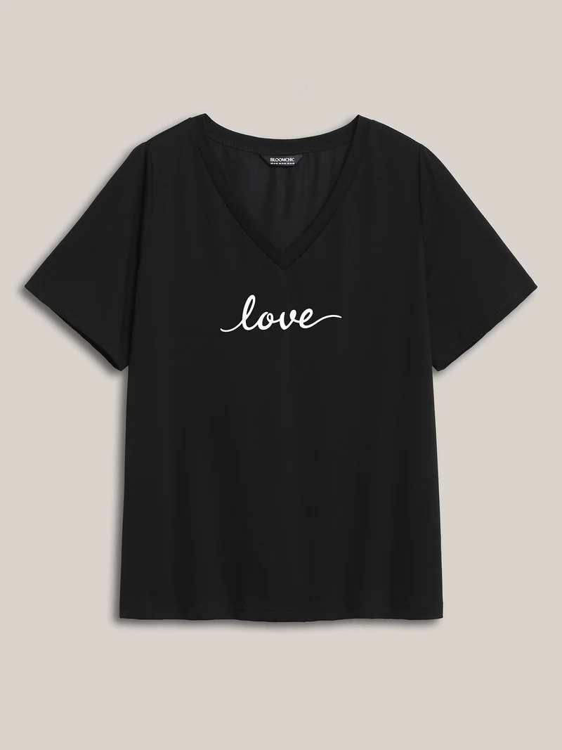 Love Pattern V-Neck T-Shirt