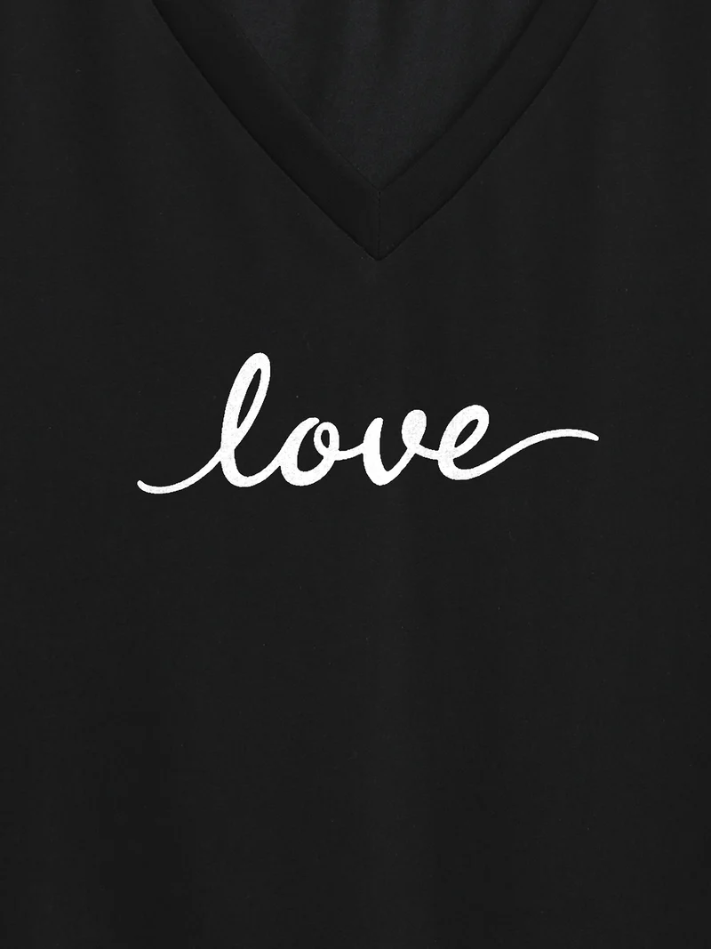 Love Pattern V-Neck T-Shirt