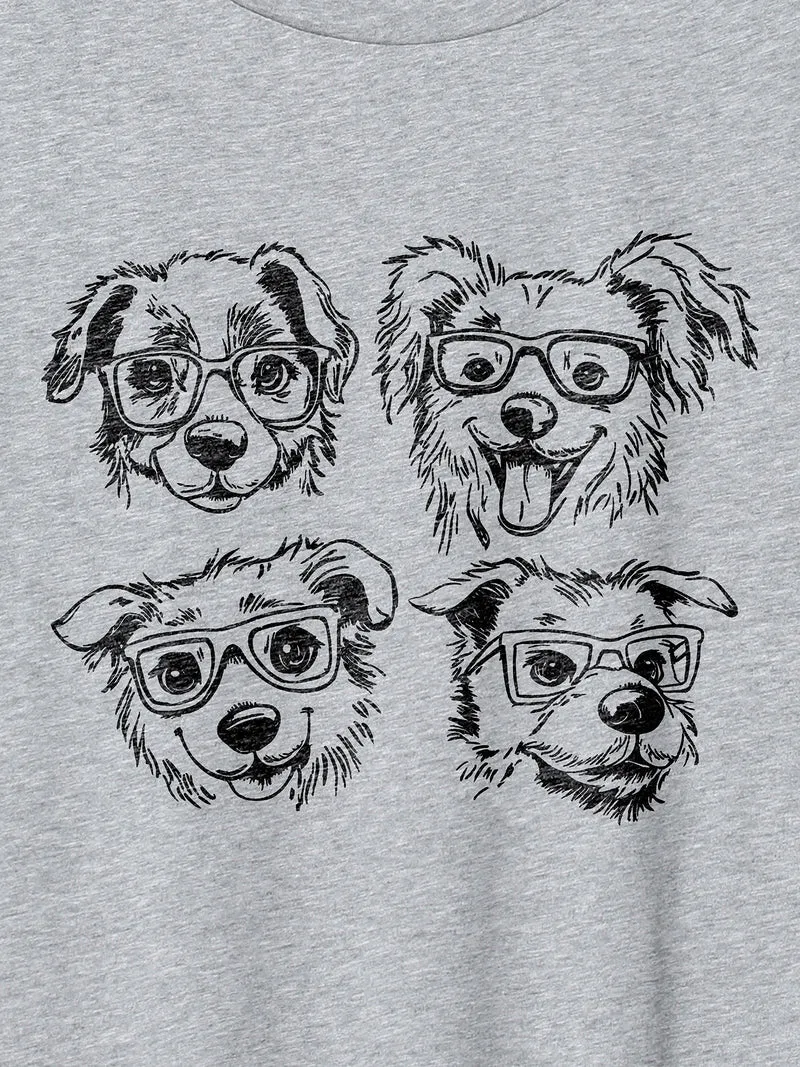Puppy Print Round Neck T-Shirt