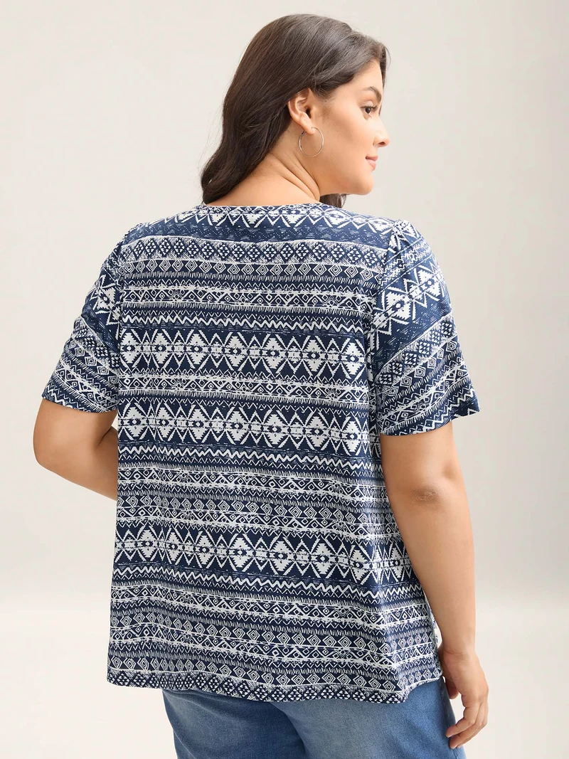 Boho Print Square Neck T-Shirt
