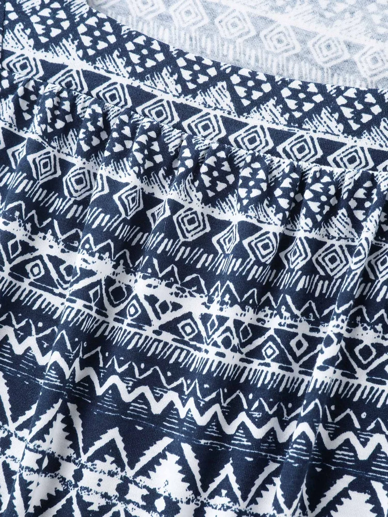 Boho Print Square Neck T-Shirt