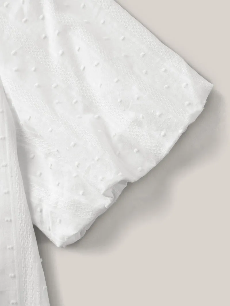 Pure Cotton Puff Sleeve Button Blouse