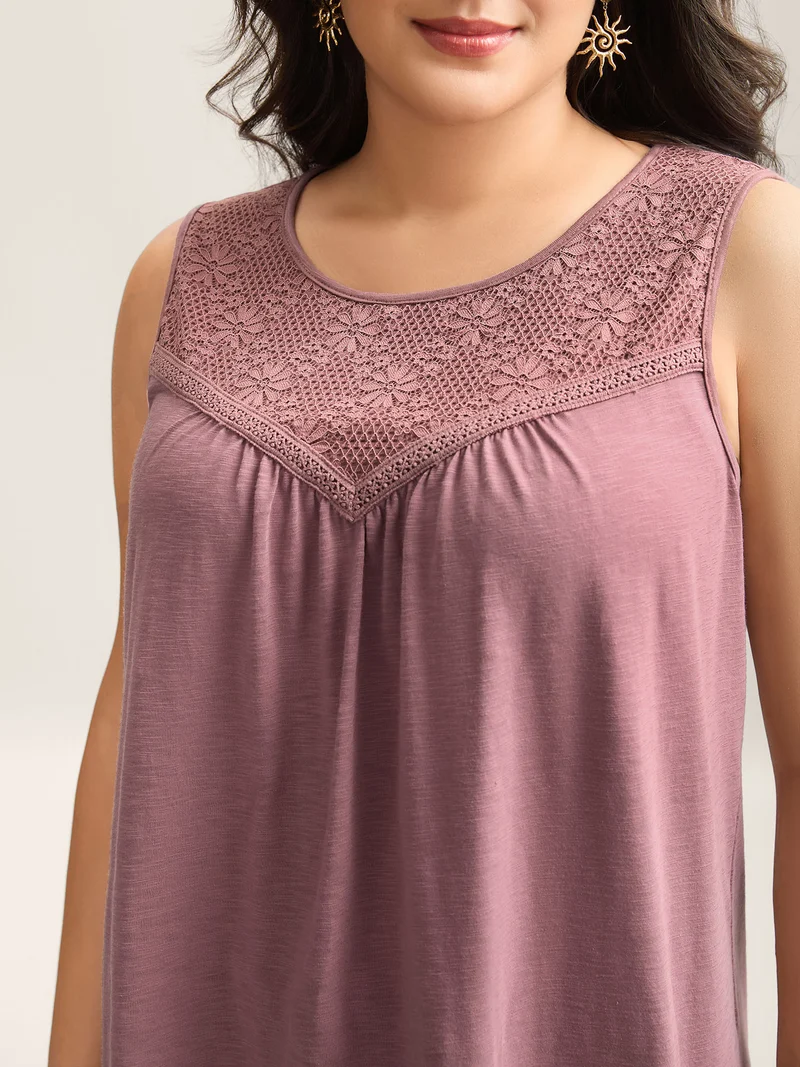 Plain Stretchy Lace Tank Top