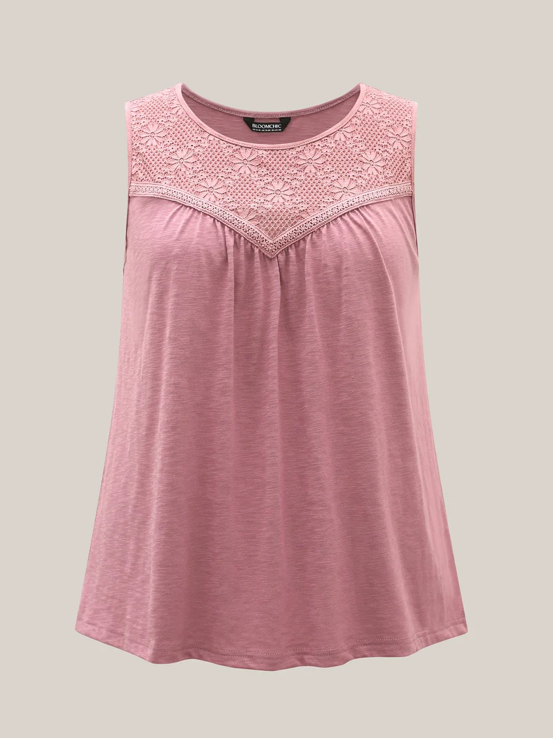 Plain Stretchy Lace Tank Top
