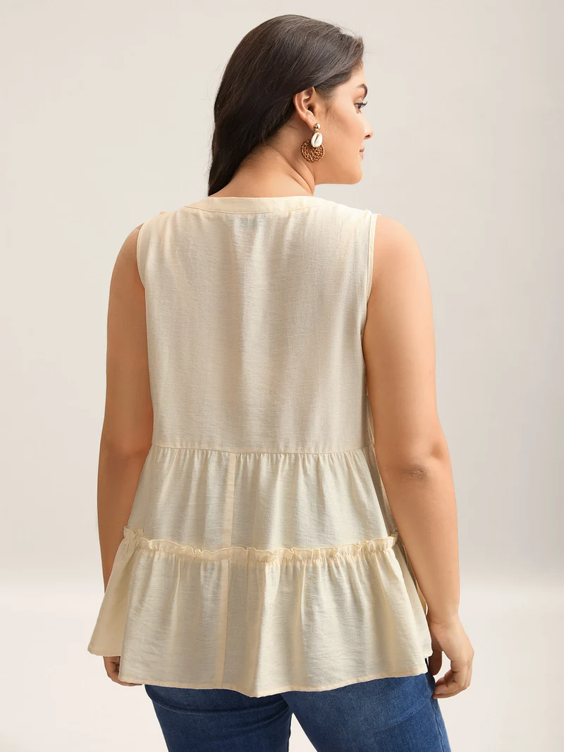 Pure Textured Tassels Tiered Tank Top