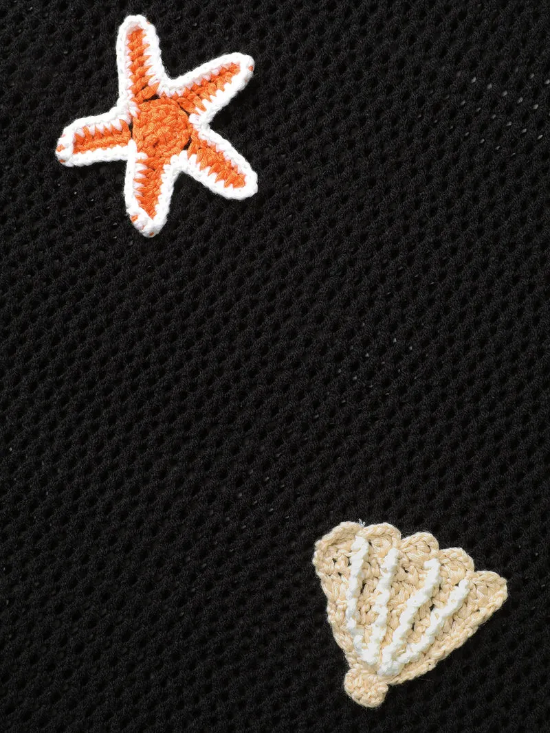 Starfish Shell Crochet Slit Swim Cover-Up