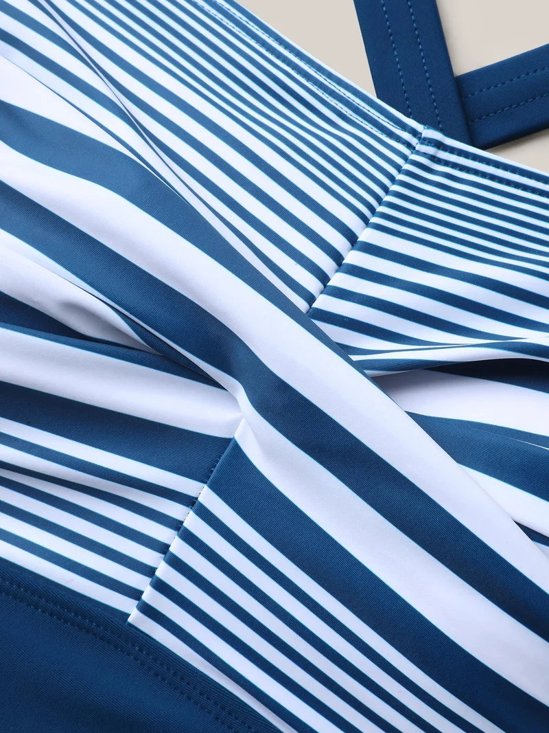Anti-Float Ties Twist Belted Swim Dress