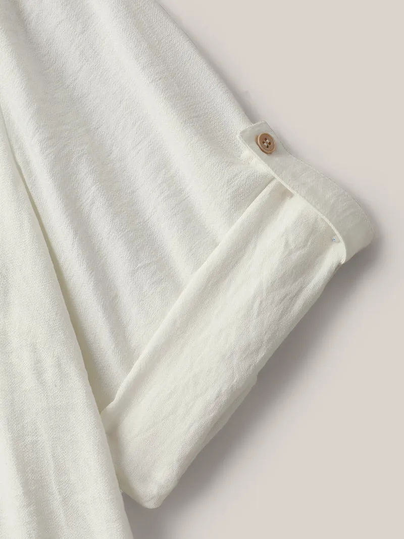 Front-Open Long Basic Blouse