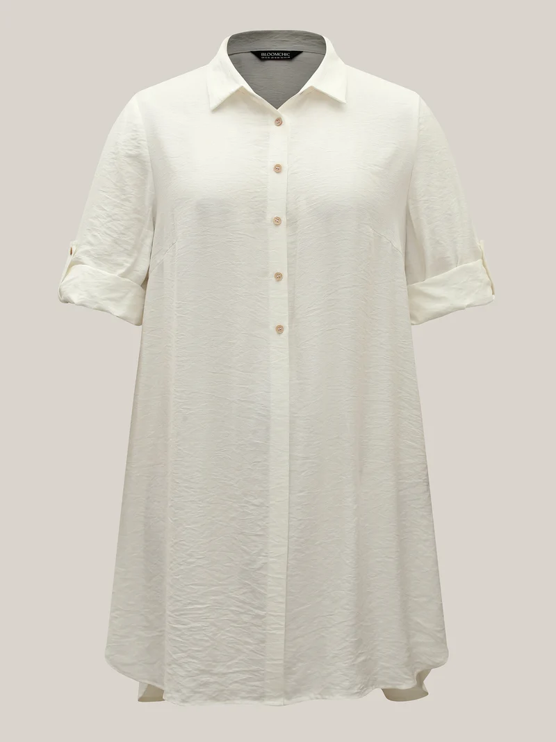 Front-Open Long Basic Blouse