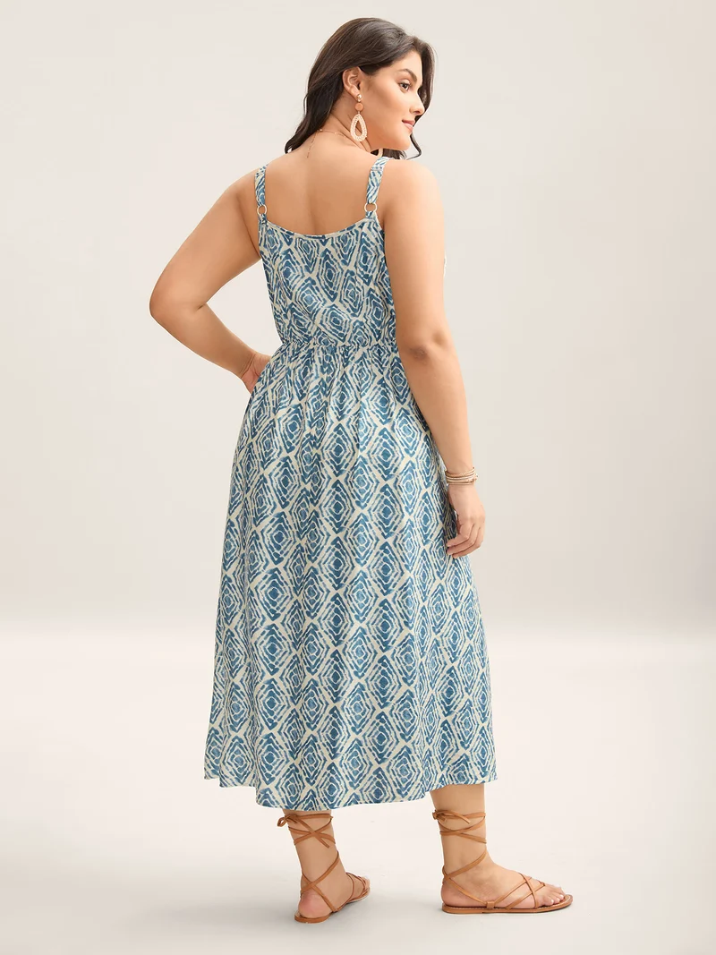 Wavy Print Cami Flowy Maxi Dress