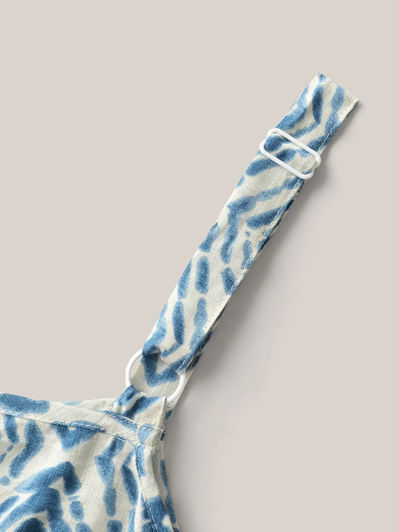 Wavy Print Cami Flowy Maxi Dress