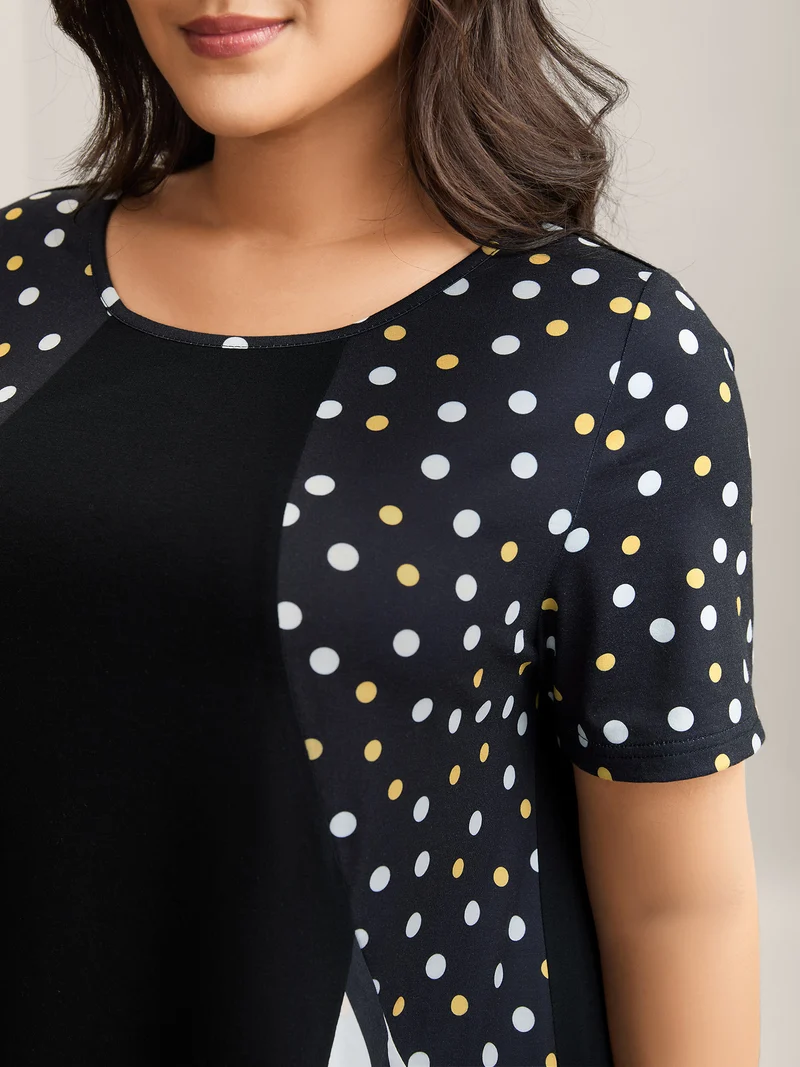 Supersoft Stretchy Polka Dots Stripe T-Shirt