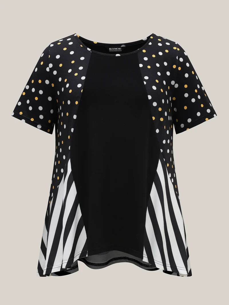 Supersoft Stretchy Polka Dots Stripe T-Shirt