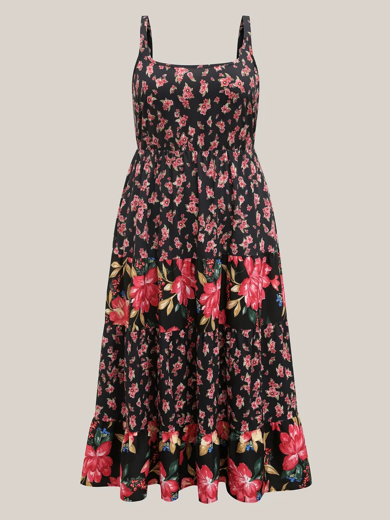 Floral Print Spliced Cami Maxi Dress