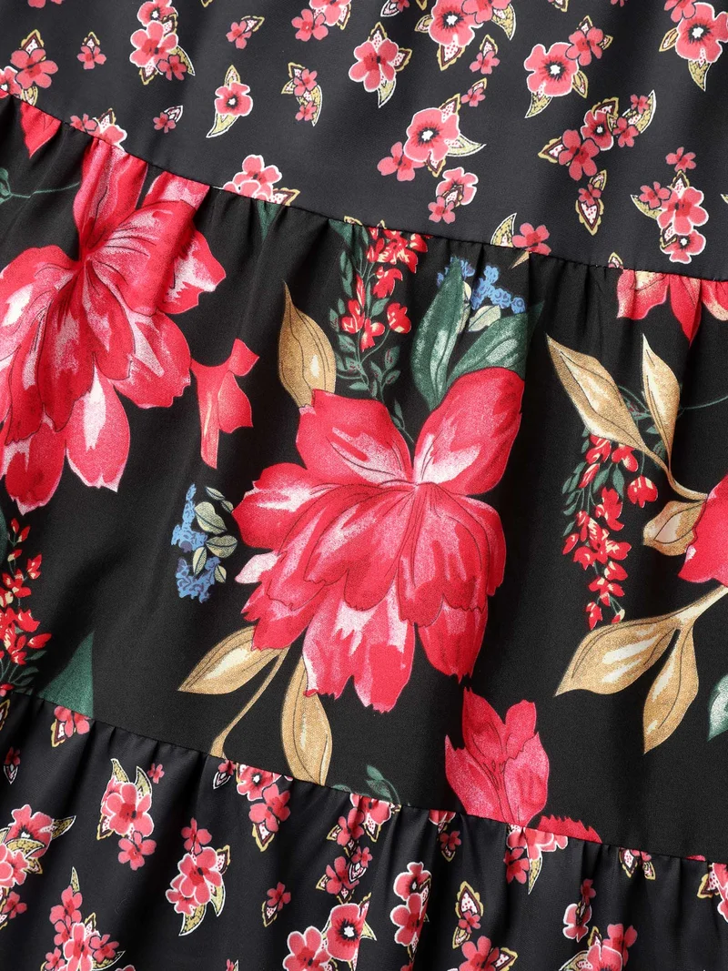 Floral Print Spliced Cami Maxi Dress