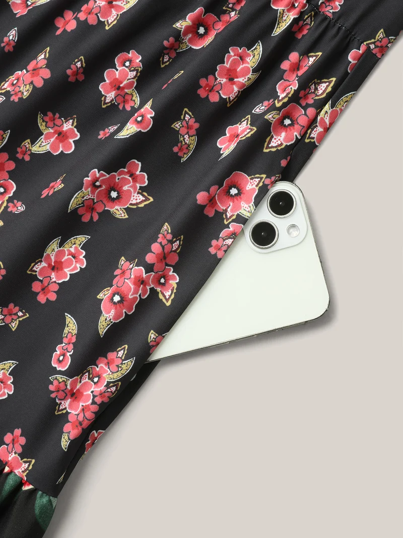 Floral Print Spliced Cami Maxi Dress