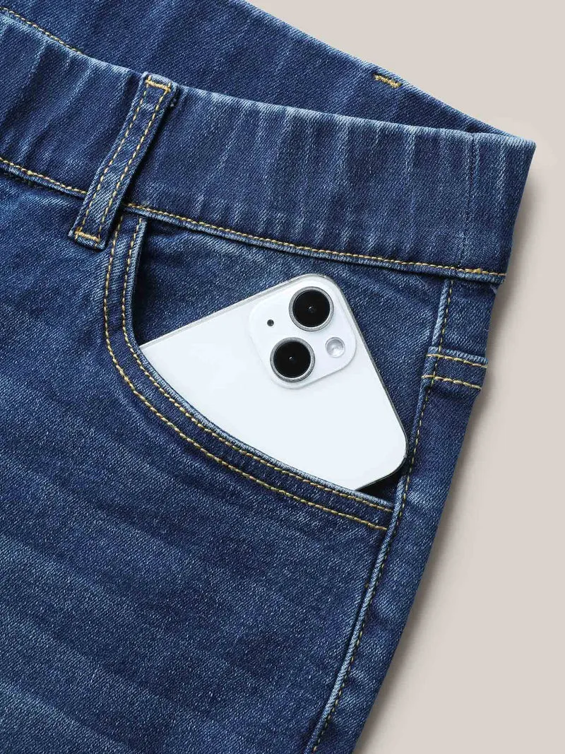 Stretchy Waist Whiskered Bootcut Jeans