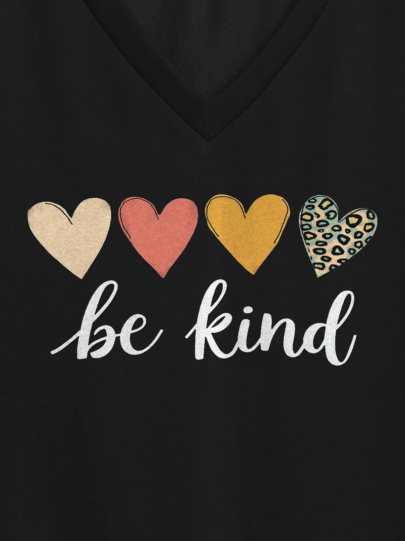 Be Kind Pattern Crewneck T-Shirt
