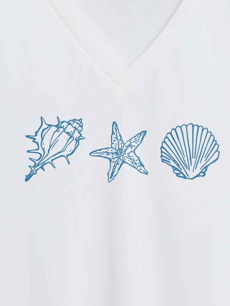 Seashells Pattern Crewneck T-Shirt