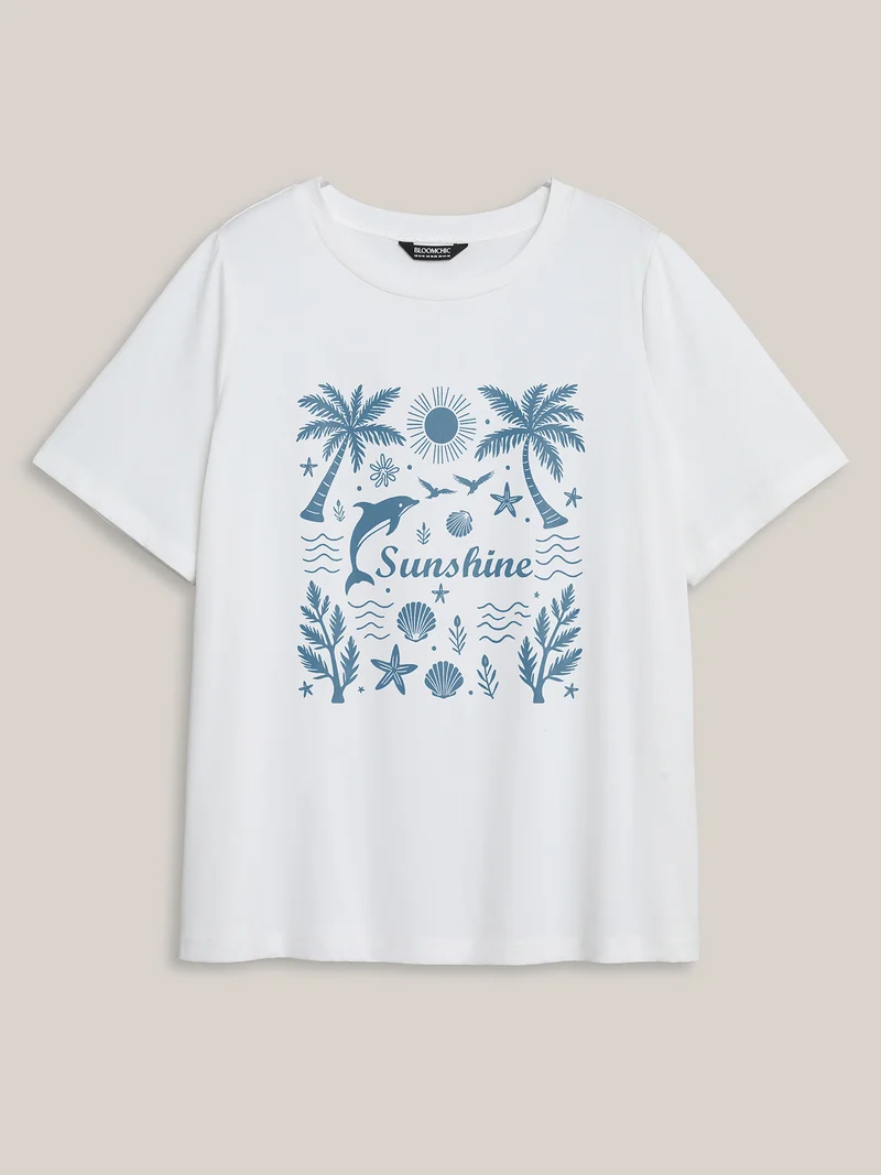 Sunny Beach Pattern Crewneck T-Shirt