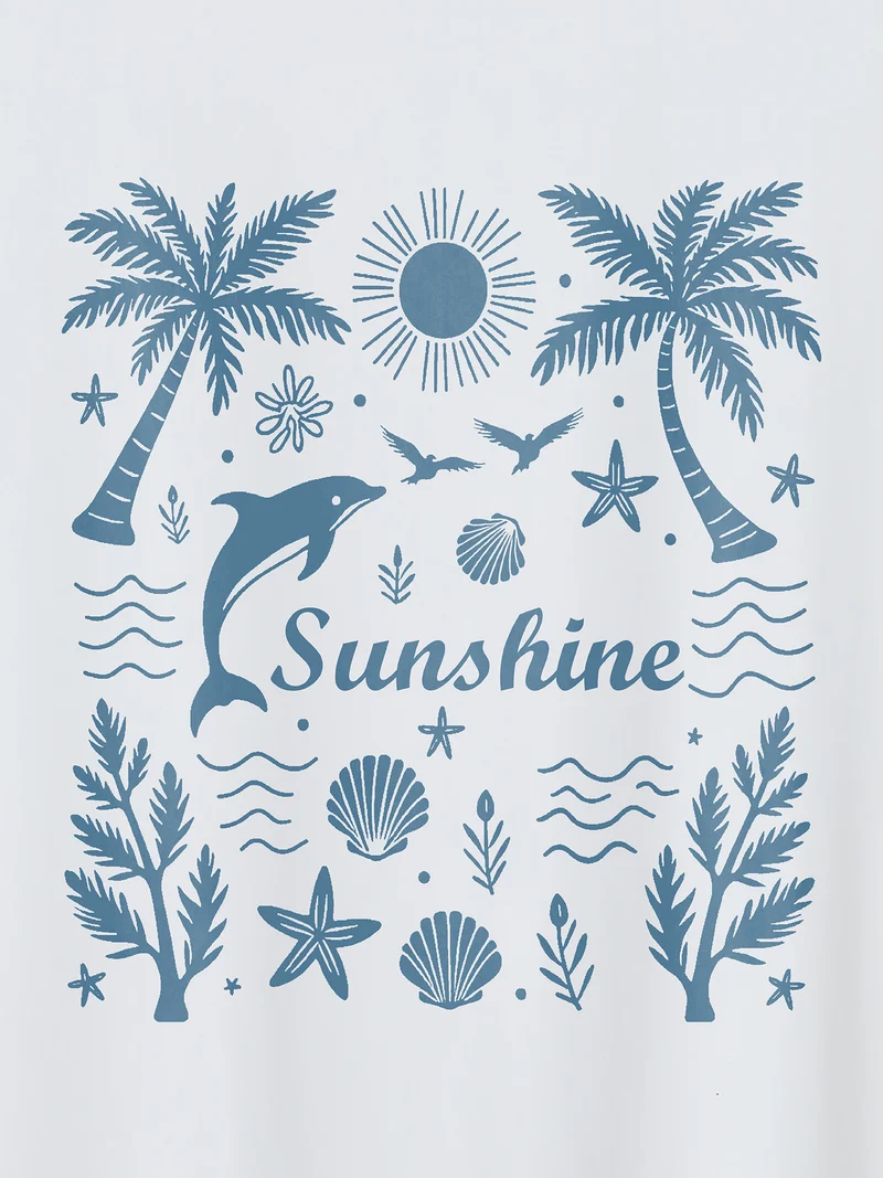 Sunny Beach Pattern Crewneck T-Shirt